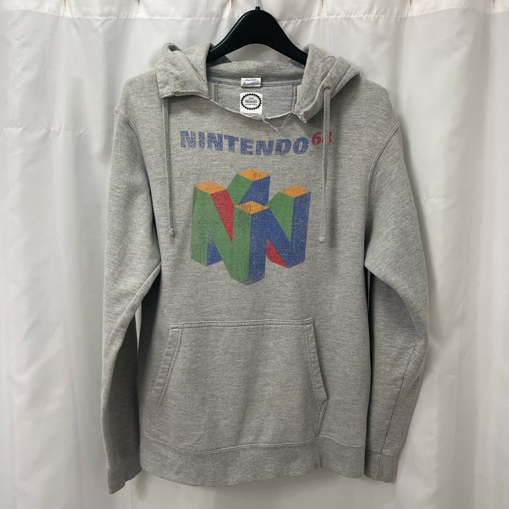 Official Nintendo 64 Grey Pullover Hoodie with Classic N64 Logo